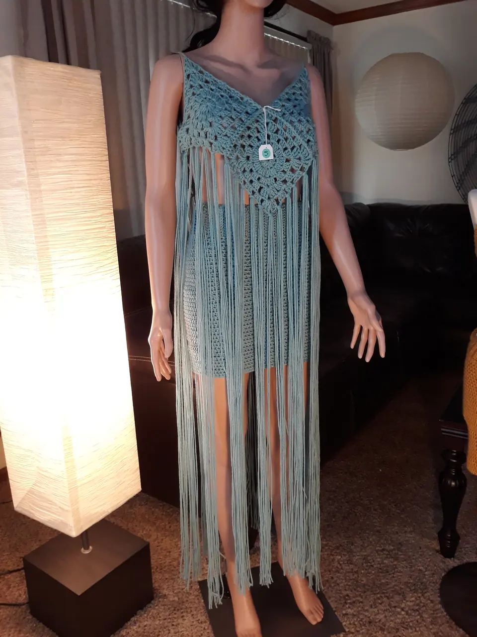 Blue Fringe Top and Skirt