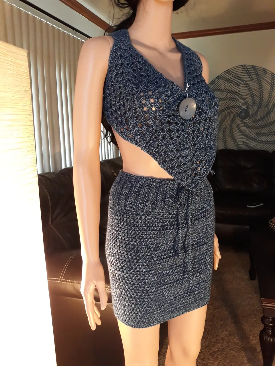 Blue Halter Top and Skirt Set