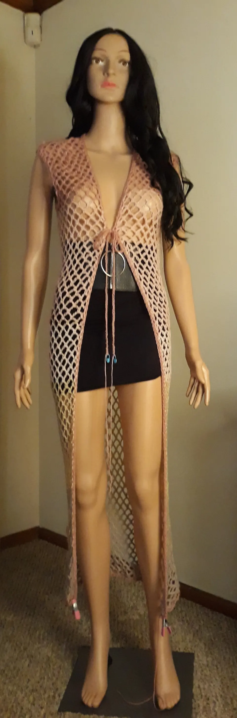 Blush Long Mesh Vest