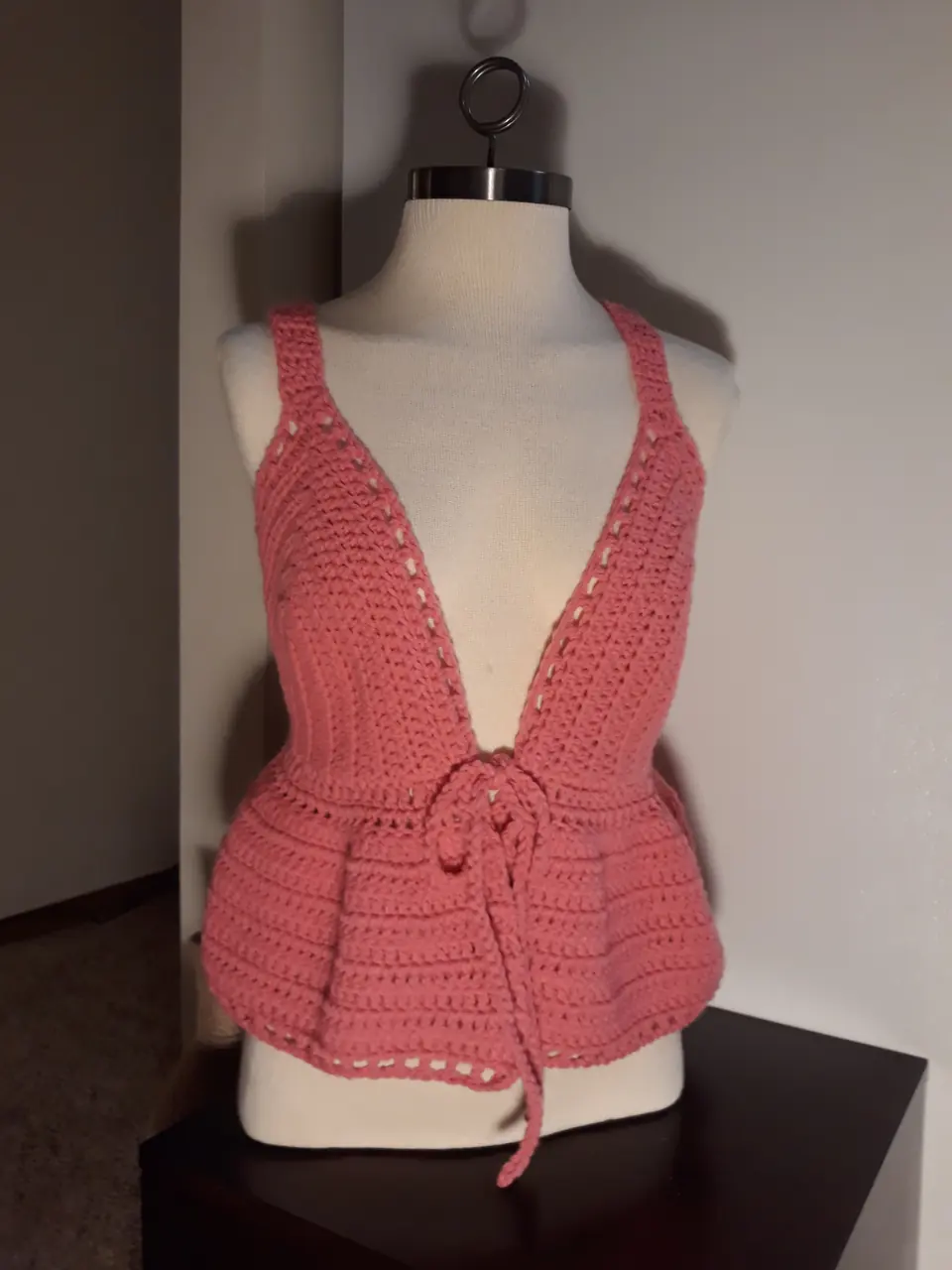 Coral Peplum Tie Top