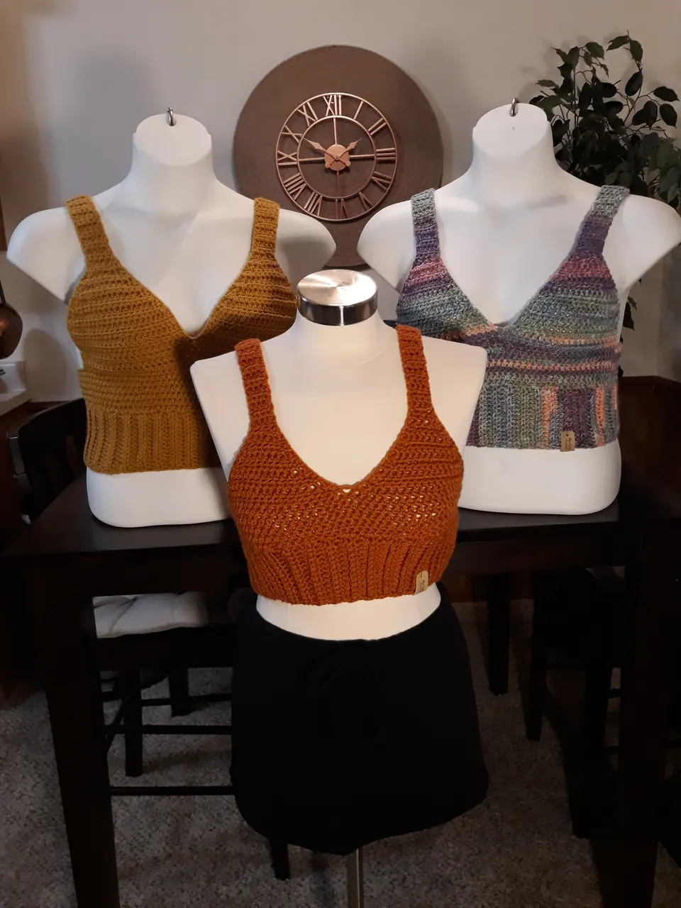 Crop Tank Tops in Mustard, Rust and Multicolour