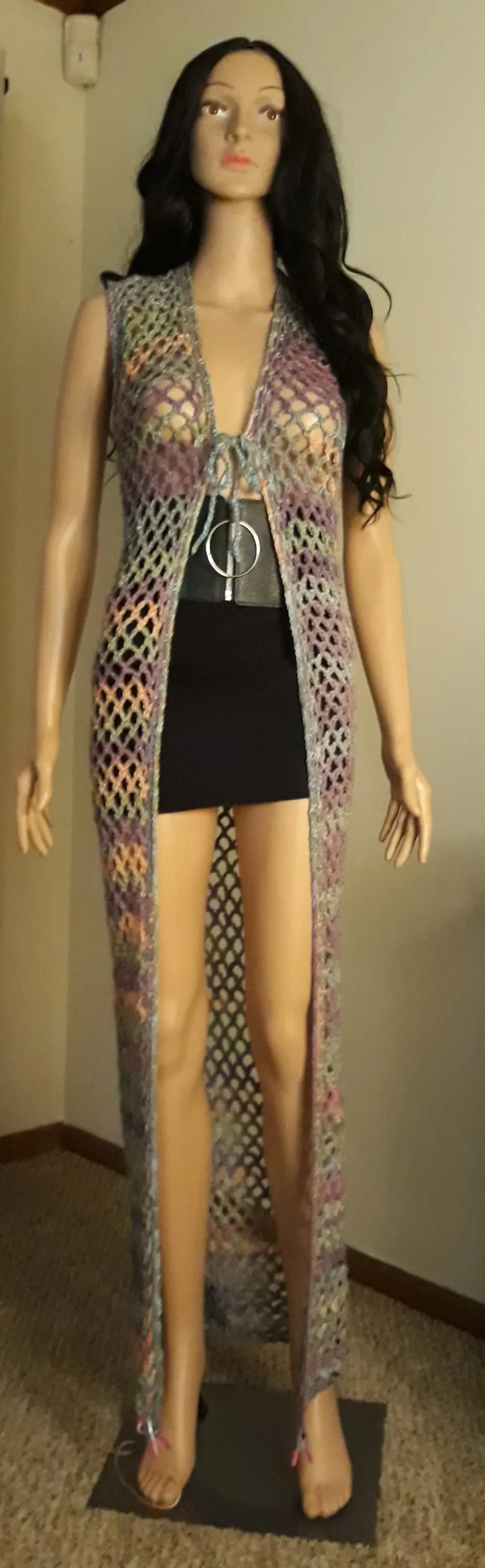 Multicolour Long Mesh Vest