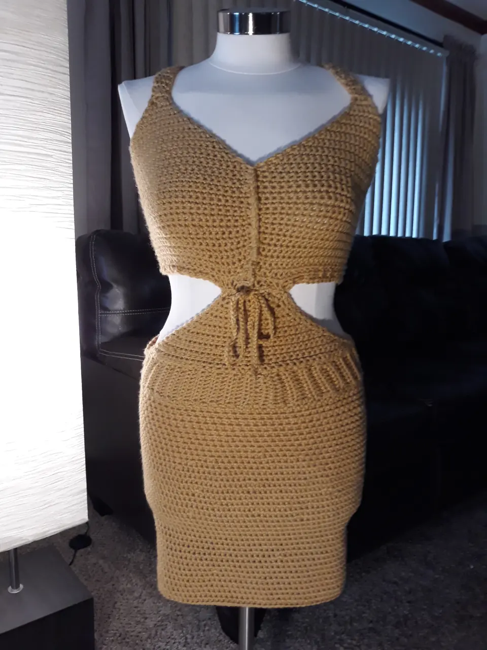 Mustard Cutout Top and Skirt Set