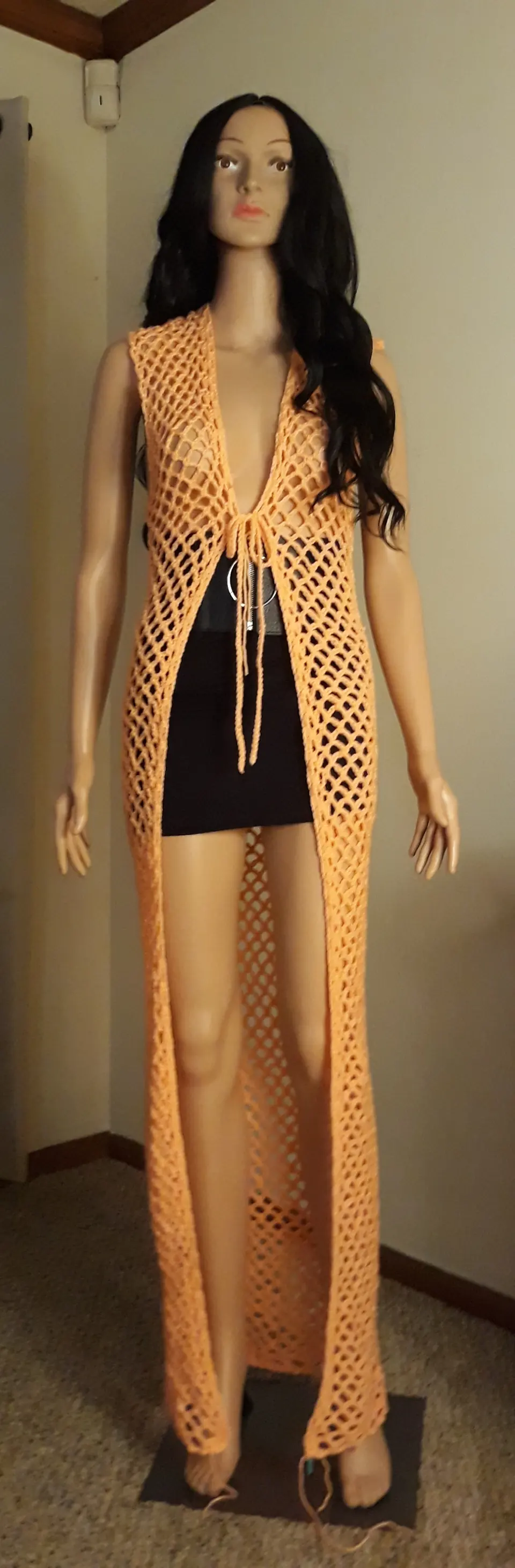 Peach Long Mesh Vest