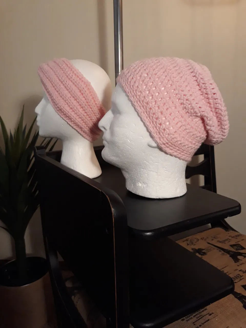 Pink Headband and Slouch Beanie