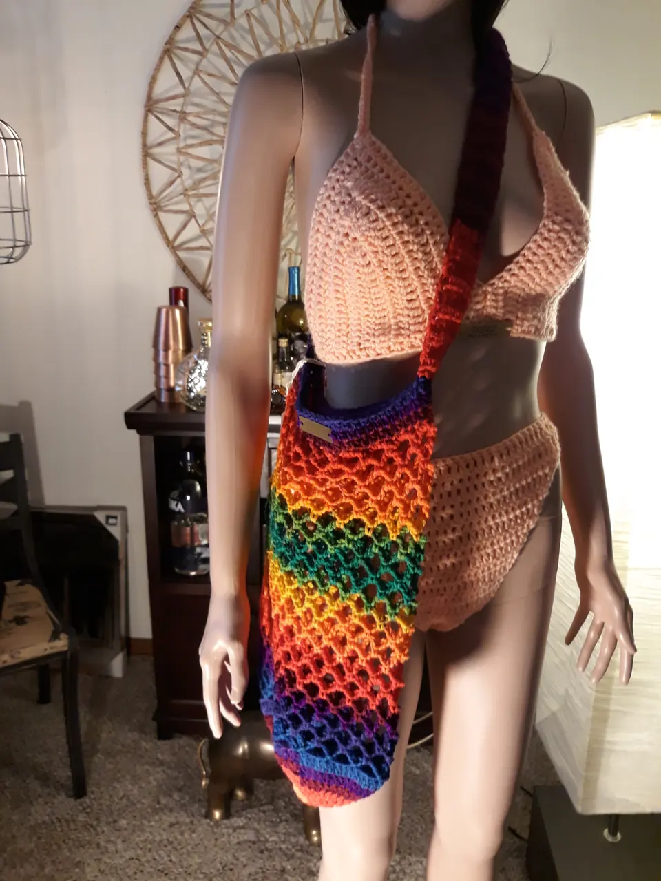 Rainbow Mesh Crossbody Bag