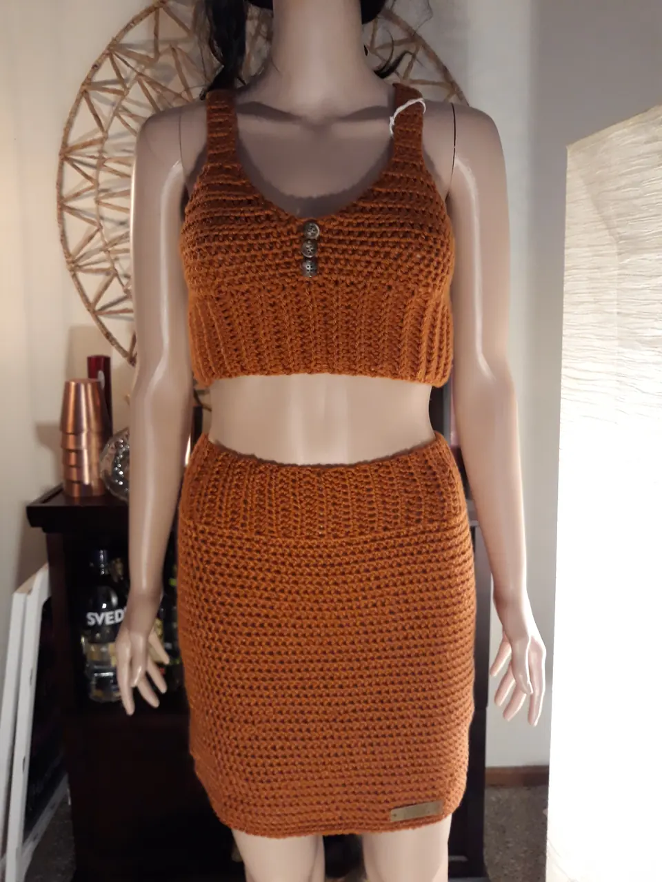Rust Tank Top and Skirt Set